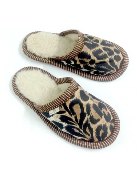 ТАПОЧКИ ИЗ ШЕРСТИ "ЛЕОПАРД"