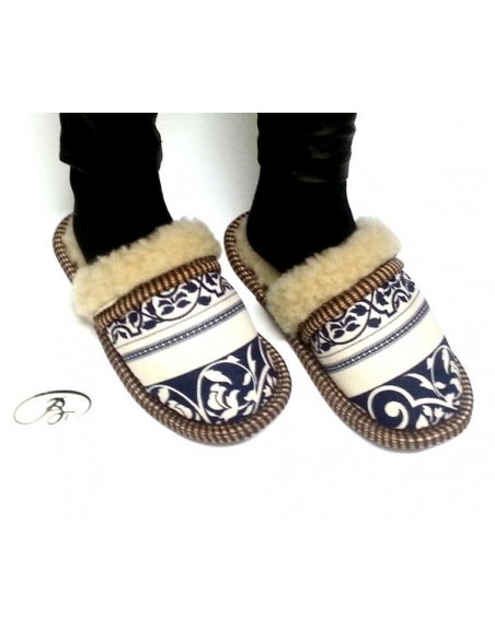 ТАПОЧКИ ИЗ ШЕРСТИ С ОТВОРОТОМ "ЭРМИТАЖ"