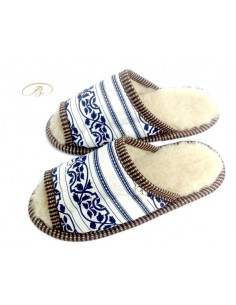 ТАПОЧКИ ИЗ ШЕРСТИ "ЛИСТОЧКИ" с отворотом 2