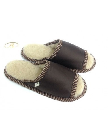 ТАПОЧКИ ИЗ ШЕРСТИ IШОКОЛАД  с открытым мысом