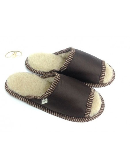 ТАПОЧКИ ИЗ ШЕРСТИ IШОКОЛАД  с открытым мысом