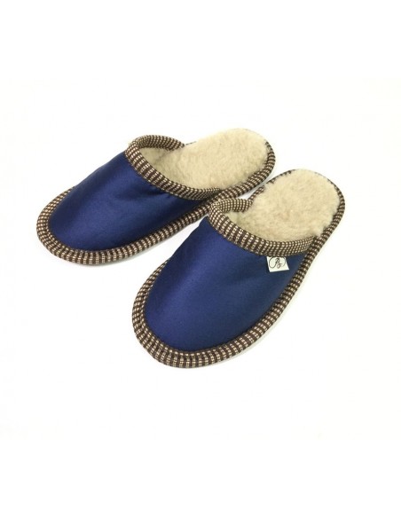 Тапочки из шерсти и ткани "Блу"