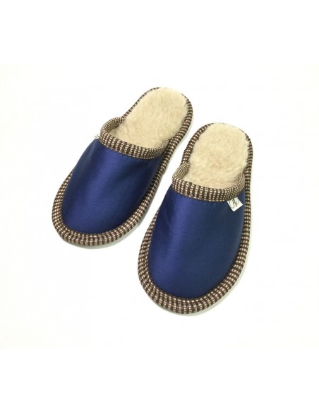 Тапочки из шерсти и ткани "Блу"