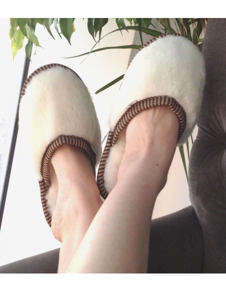 Тапочки из шерсти "Молочный Меринос"