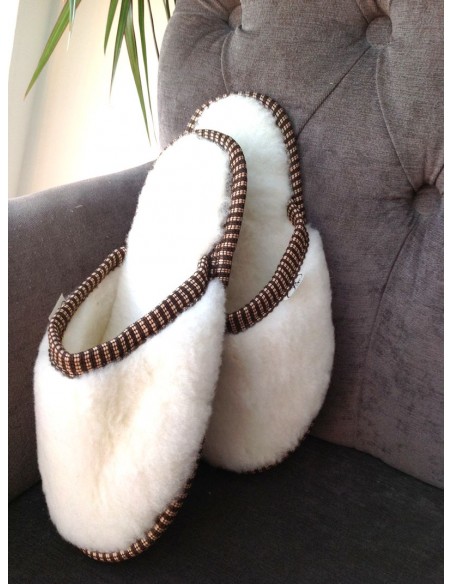 Тапочки из шерсти "Молочный Меринос"