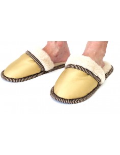 Тапочки из шерсти "Золото с опушкой" 2