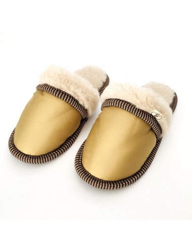 Тапочки из шерсти "Золото с опушкой"