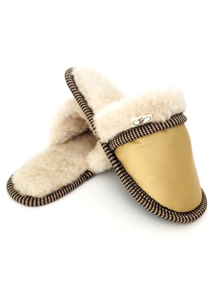 Тапочки из шерсти "Золото с опушкой"