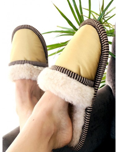 Тапочки из шерсти "Золото с опушкой"